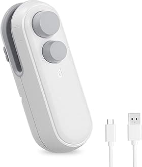 Brifit Mini Bag Sealer, Magnetic 2 in 1 Heat Sealer & Cutter, Handheld Chip Bag Resealer, USB Rechargeable Packet Sealer, Portable Plastic Bag Resealer for Storage Snack Fruits Cookies Fresh (White)