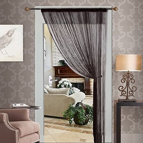 Decorative Door String Curtain Beads Wall Panel Fringe Window Room Divider Blind for Wedding Coffee House Restaurant Parts Crystal Tassel Screen Home Decoration (Black)