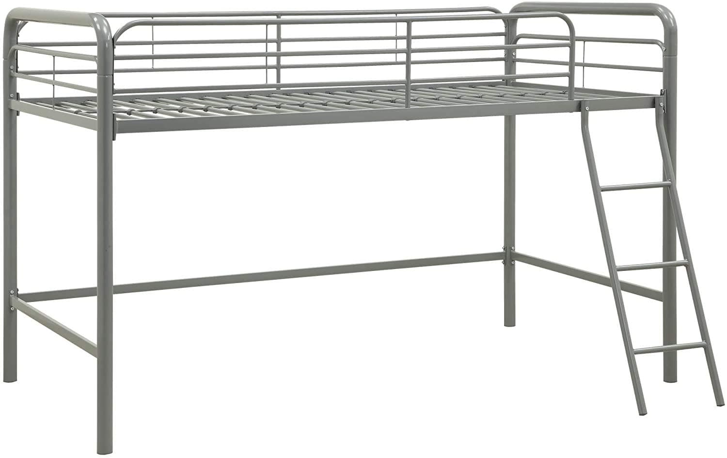 DHP Junior Loft Bed, Space-Saving Twin Bed Frame, Silver, Ideal for Young Children