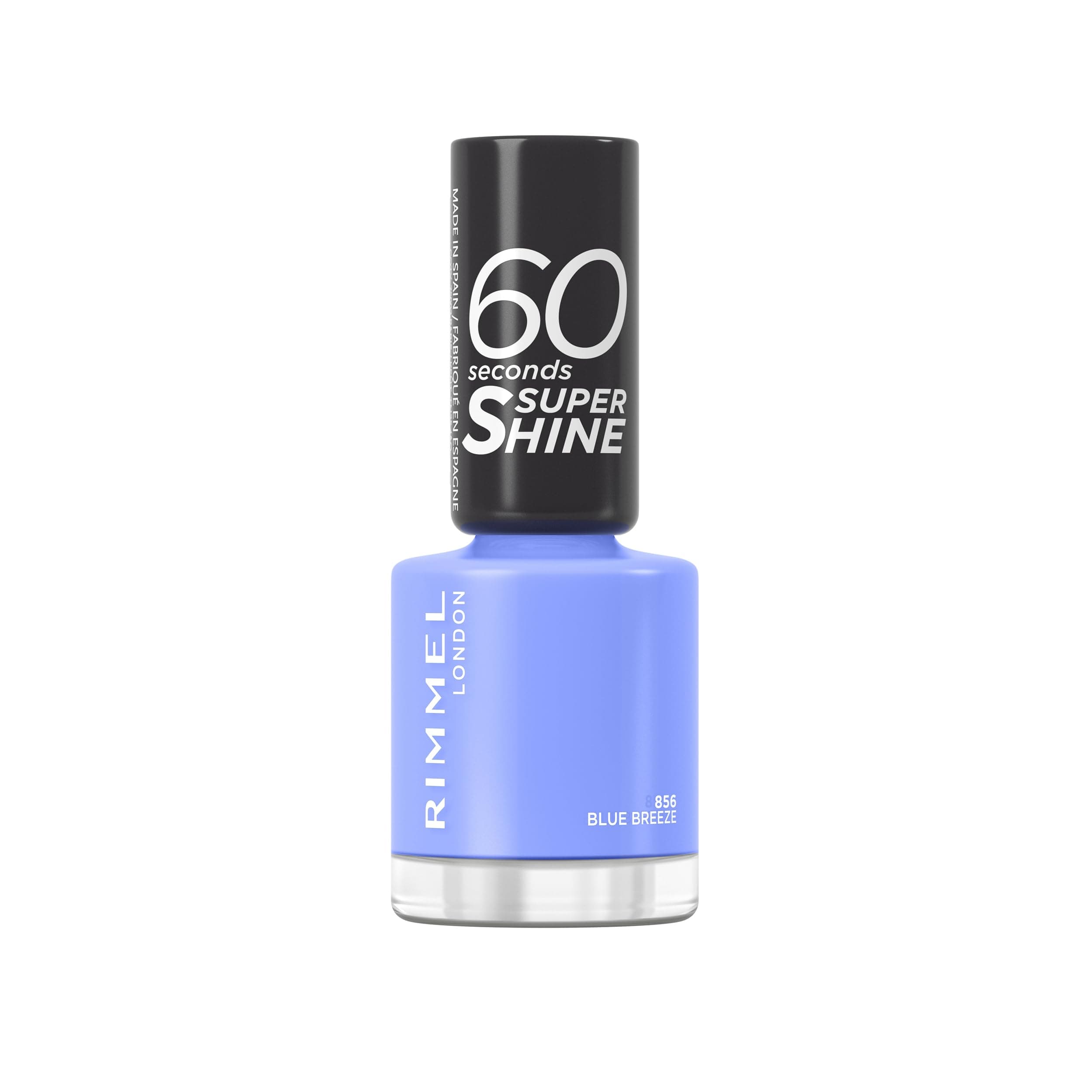 60 Seconds Super Shine Nail Polish, Blue Breeze, Quick-Dry Nail Polish, Ultra-Shiny Finish, Easy to Apply, Vibrant Colour, Long-Wearing, Clean and Improved Formula, Vegan, 8ml