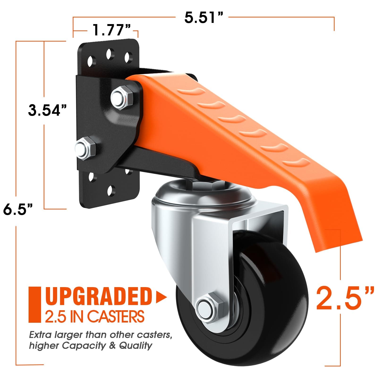 Ronlap Workbench Casters Wheels Kit 720 Lbs Capacity Retractable Casters Set of 4 Heavy Duty Side Mount 2.5" Lifting Casters Work Table Tool Bench Stepdown Castors Wheels 4 Pack