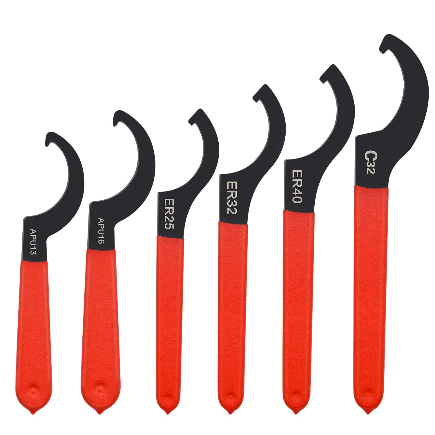 6pcs Coilover Spanner Wrench Set, C-Shape Shock Spanner Hook Wrench Tools, for Suspension System and Shock Adjustment