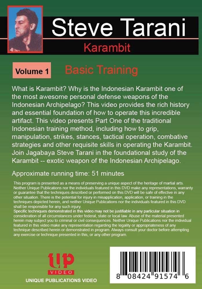 Indonesian Karambit Blade #1 Basic Training DVD Steve Tarani edged weapon -VD5137A