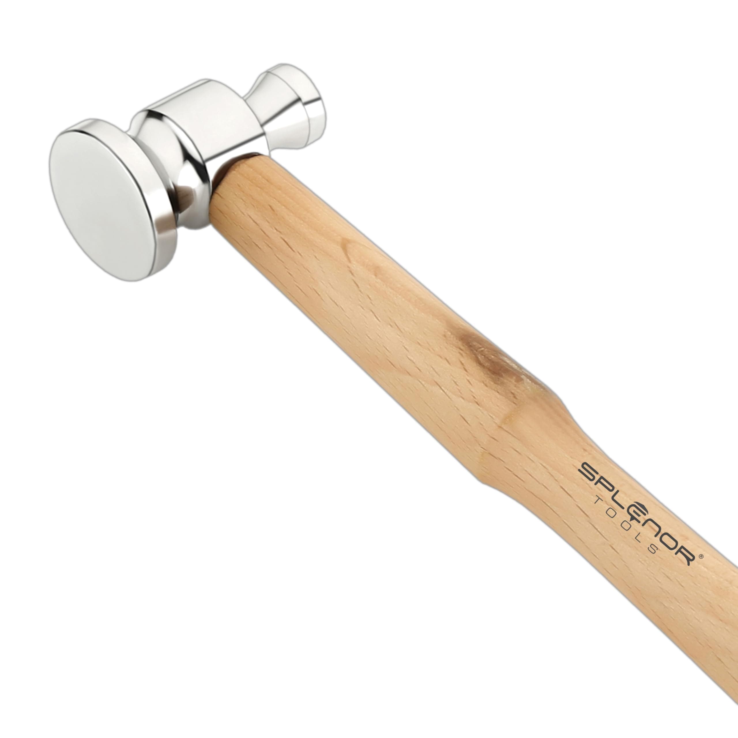 Steel Two-Sided Flat Face Chasing Hammer - Ergonomic 10.5" long Wooden Handle - 1" Face & 3 Ounce Steel Head - Jewelry Making Metalworking Stamping Riveting Flattening