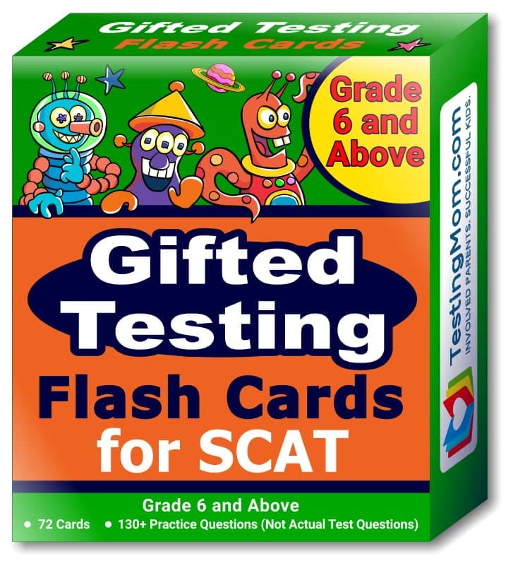 TestingMom.com SCAT Test Prep Flash Cards (School and College Ability Test) – Advanced Level Grades 6 and Above – Complete SCAT Test for Students Applying to Johns Hopkins Center for Talented Youth