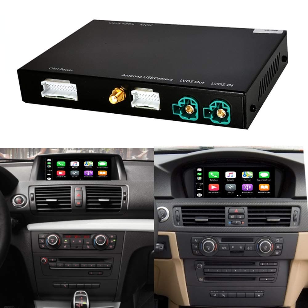 Road Top Retrofit Kit Decoder with Wireless CarPlay & Android Auto Mirrorlink Navigation for BMW 1 3 5 6 7 Series X1 X3 X5 X6 CIC System E70 E71 F25 E84 F02 F10 2008-2012 Year（Don't fit for F20 f30