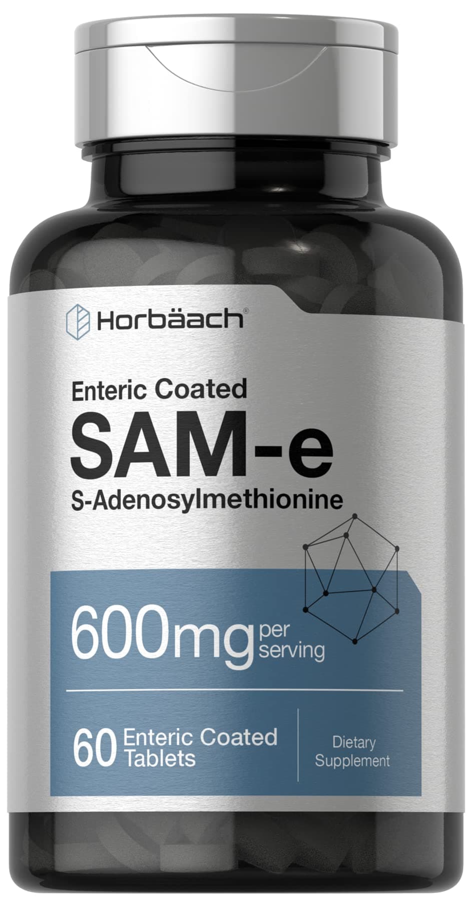 SAM-e Supplement 600mg | 60 Vegetarian Tablets | S-Adenosyl Methionine | Non-GMO & Gluten Free