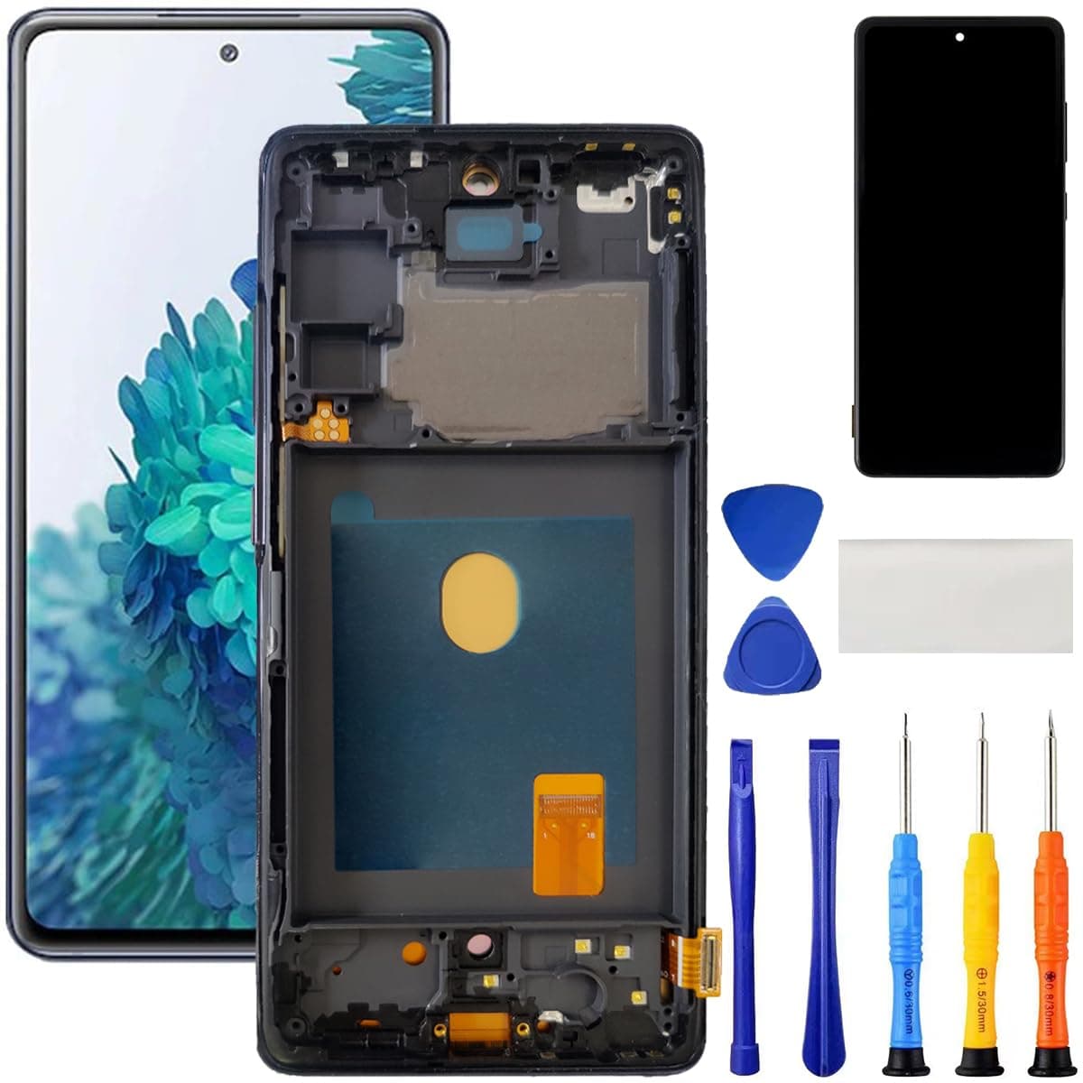 OLED for Samsung Galaxy S20 FE 5G Screen Replacement Kit LCD Display Digitizer Assembly Touch Screen SM-G781U1/DS SM-G781U G781W 6.5 inch (Black with Frame)