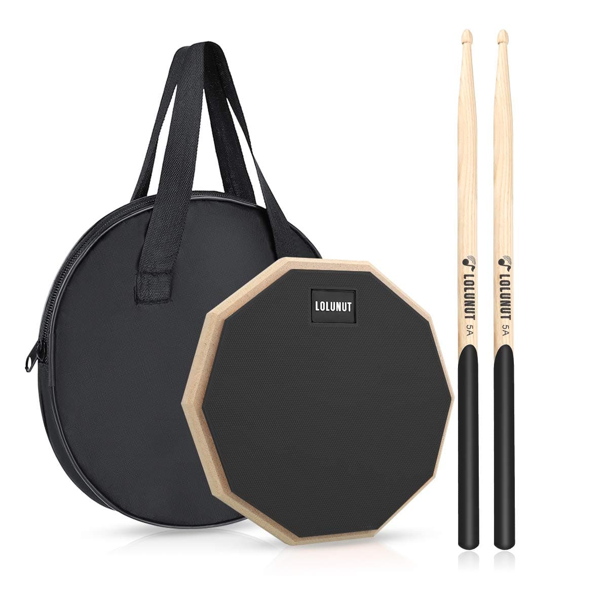 8 Inch Silent Drum Pad, Dumb Drum Beginner Rubber Practice Pad, with 5A Drum Sticks (8 Inch-Black)