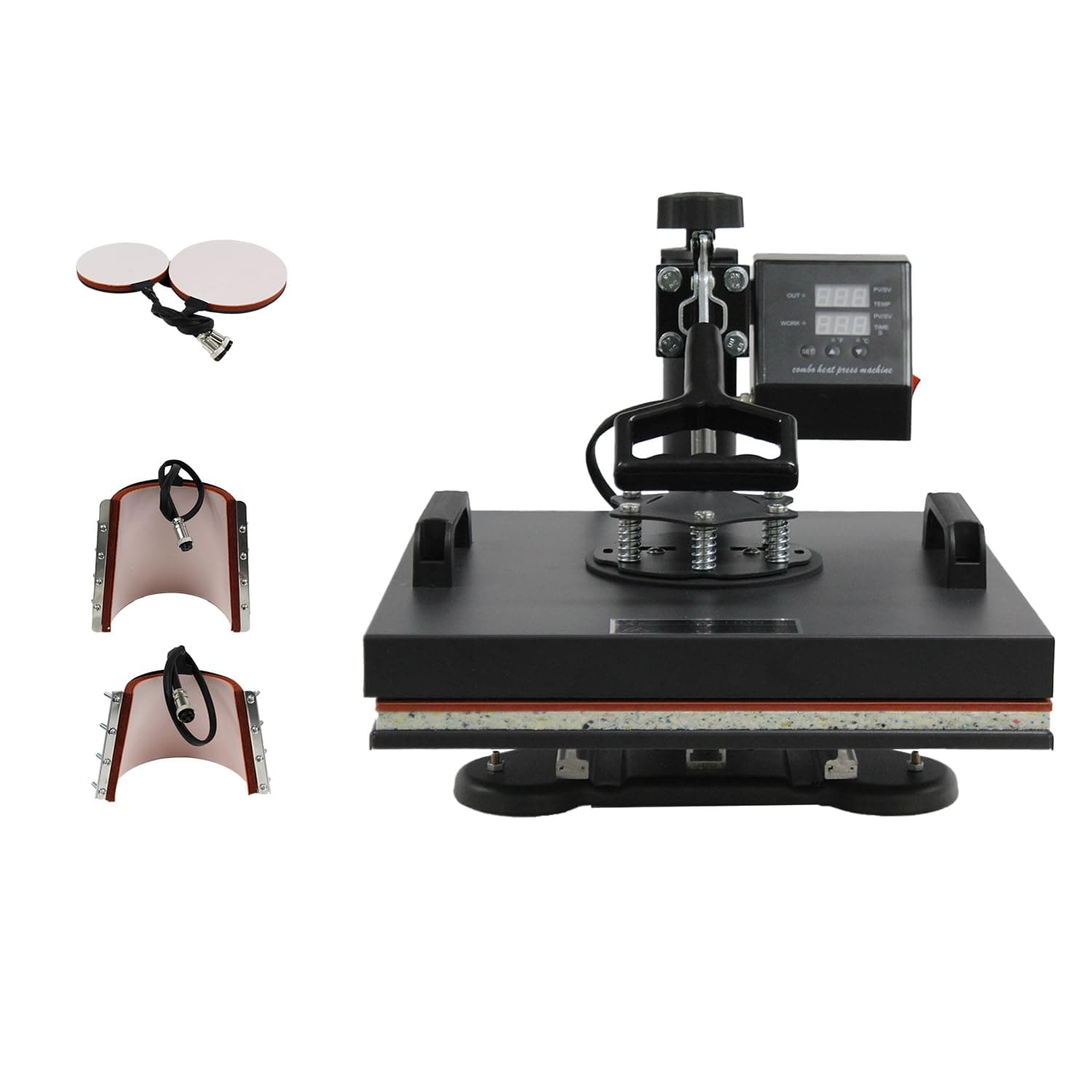 5 in 1 Heat Press Machine,Digital Control Multifunctional Sublimation Printing 38x38cm for T-Shirt Mug Hat Plate
