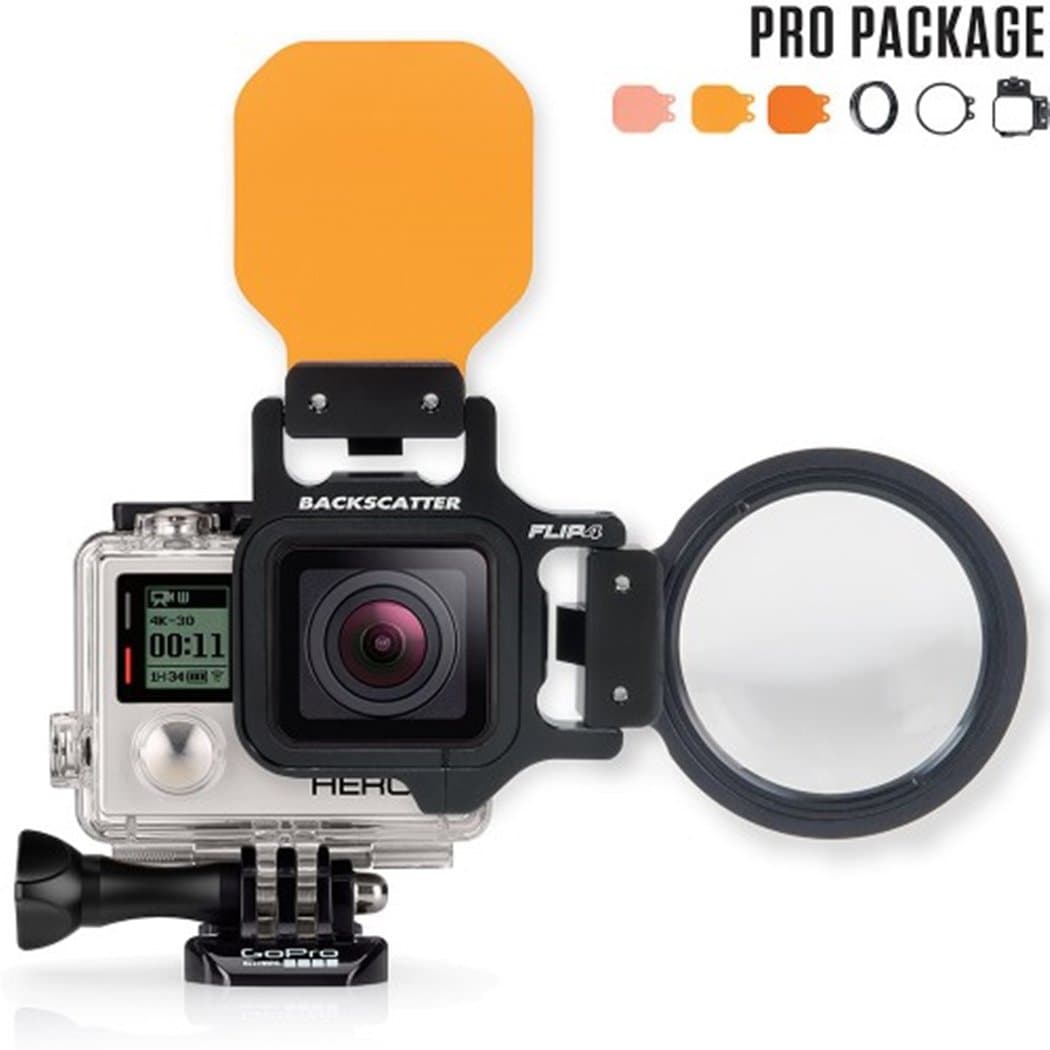 FLIP4 Pro Package with SHALLOW, DIVE & DEEP Filters & +15 MacroMate Mini Lens for GoPro 3, 3+, 4