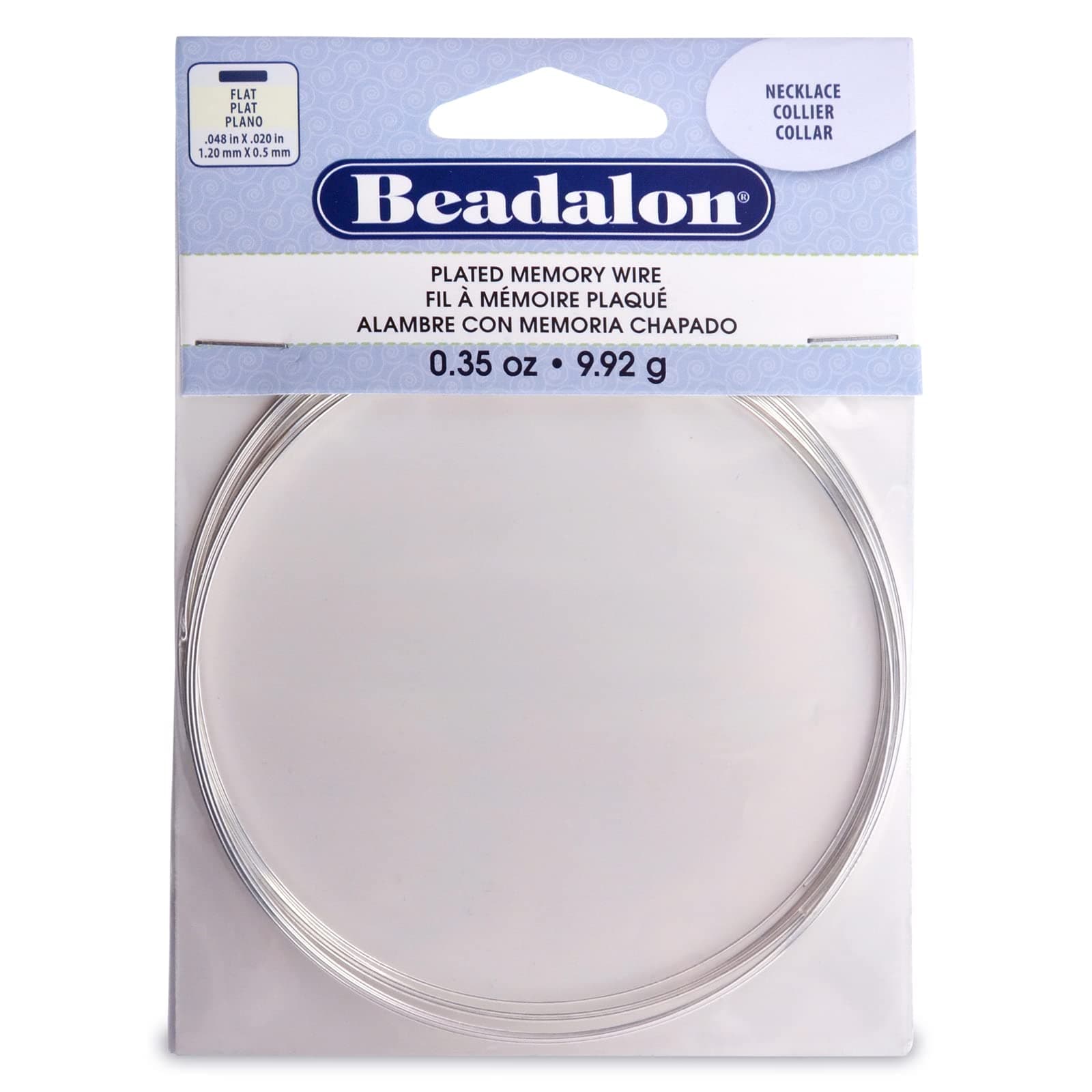 - Beadalon Memory Wire, Flat, Necklace, Silver Plated, Approx. 7 coils