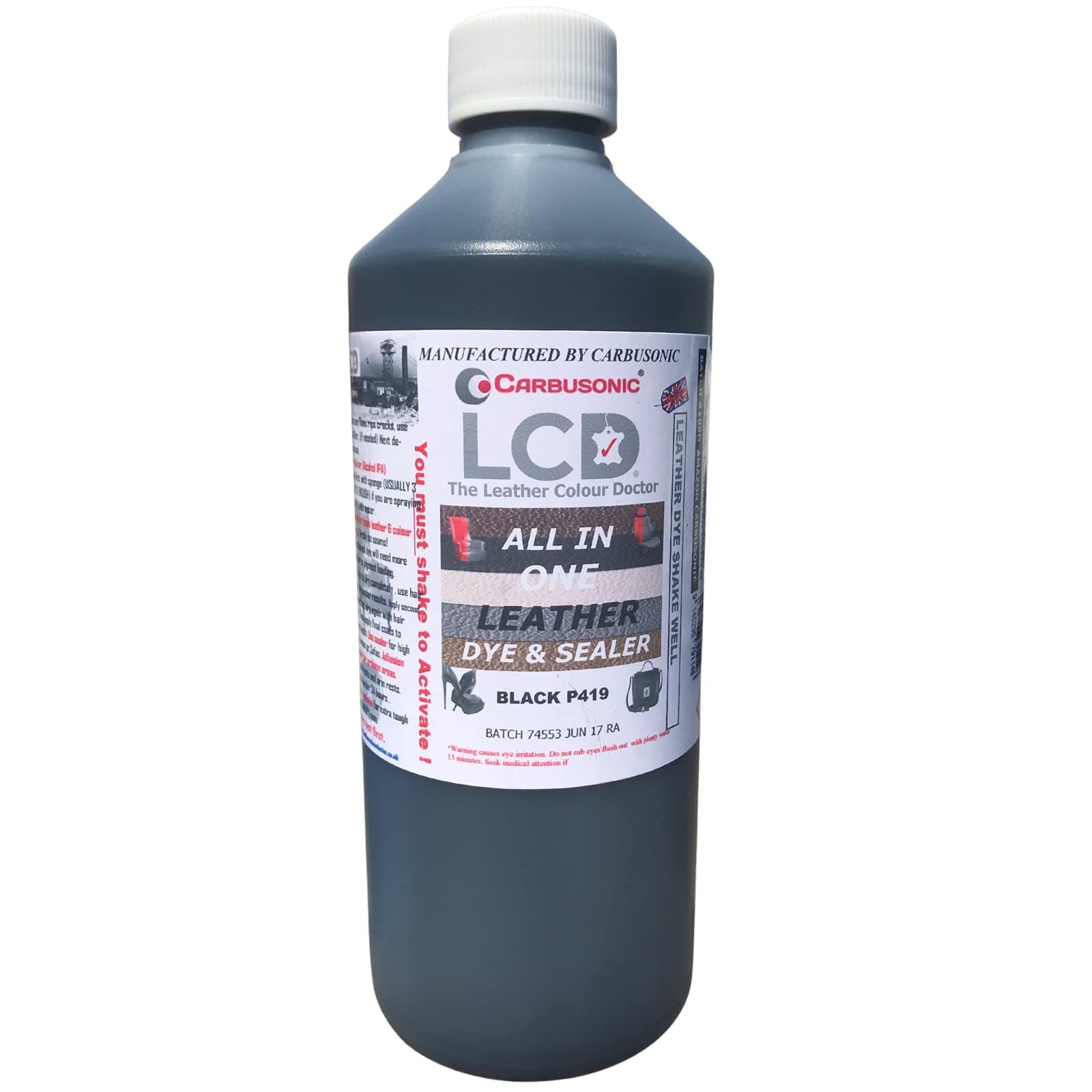 Black Leather Dye Paint Kit - 500ml, Scuff & Scratch Resistant, Restores Faded Leather, For Sofas, Shoes, Handbags, Car Seats, Jackets