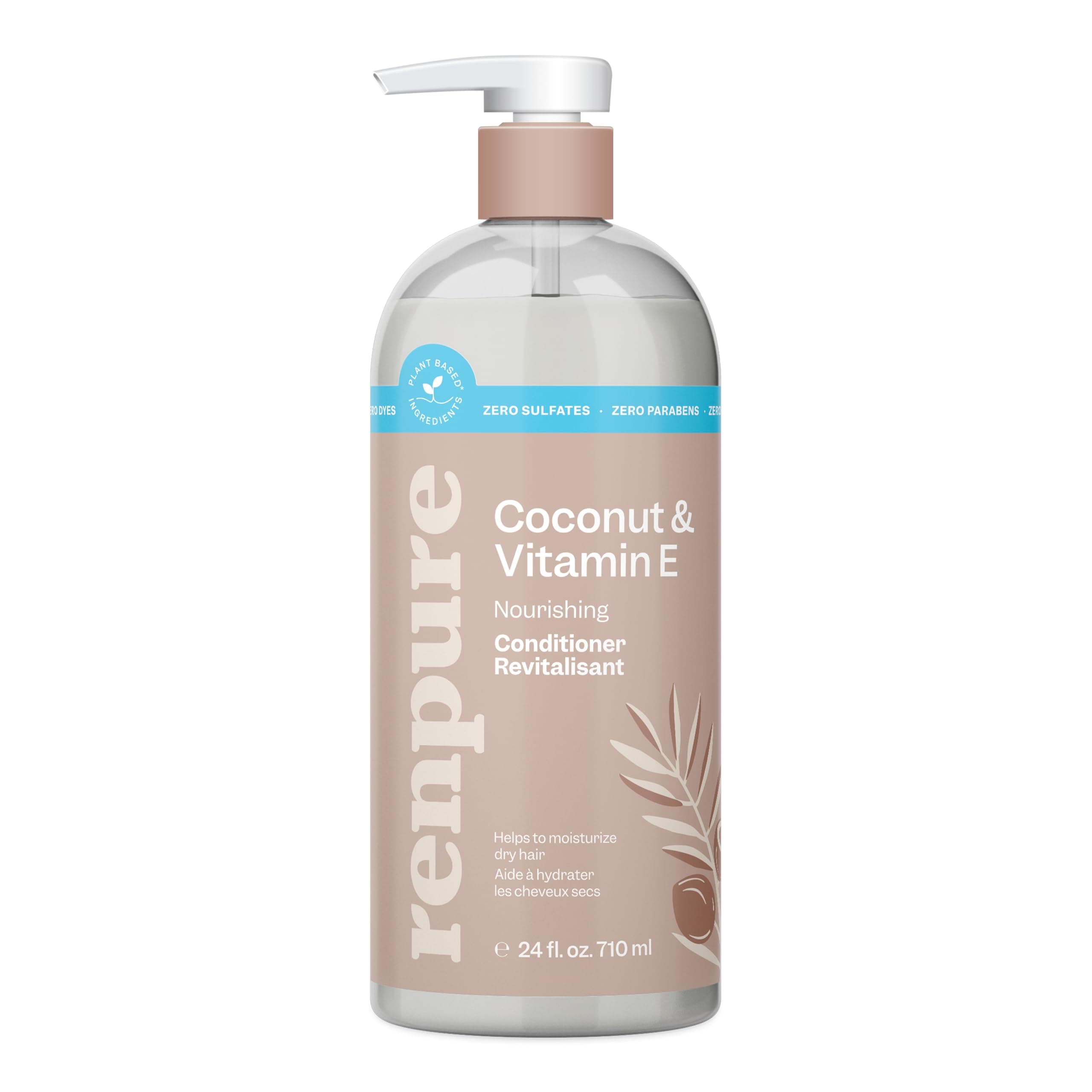 RENPURE Coconut Vitamin E Deep Conditioner Plant-Based for Dry and Damaged Hair, Sulphate Free, Paraben-Free and Colour-Safe, Natural Coconut Moisturising Conditioner for Men and