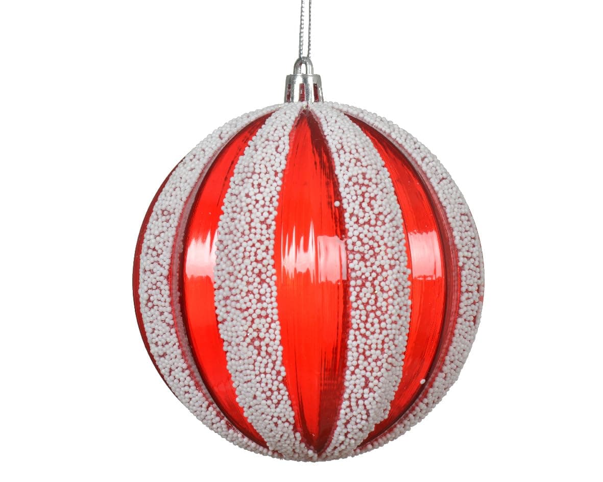 Kaemingk Bauble Polystyrene Transparent Polyfoam Red & White 10cm