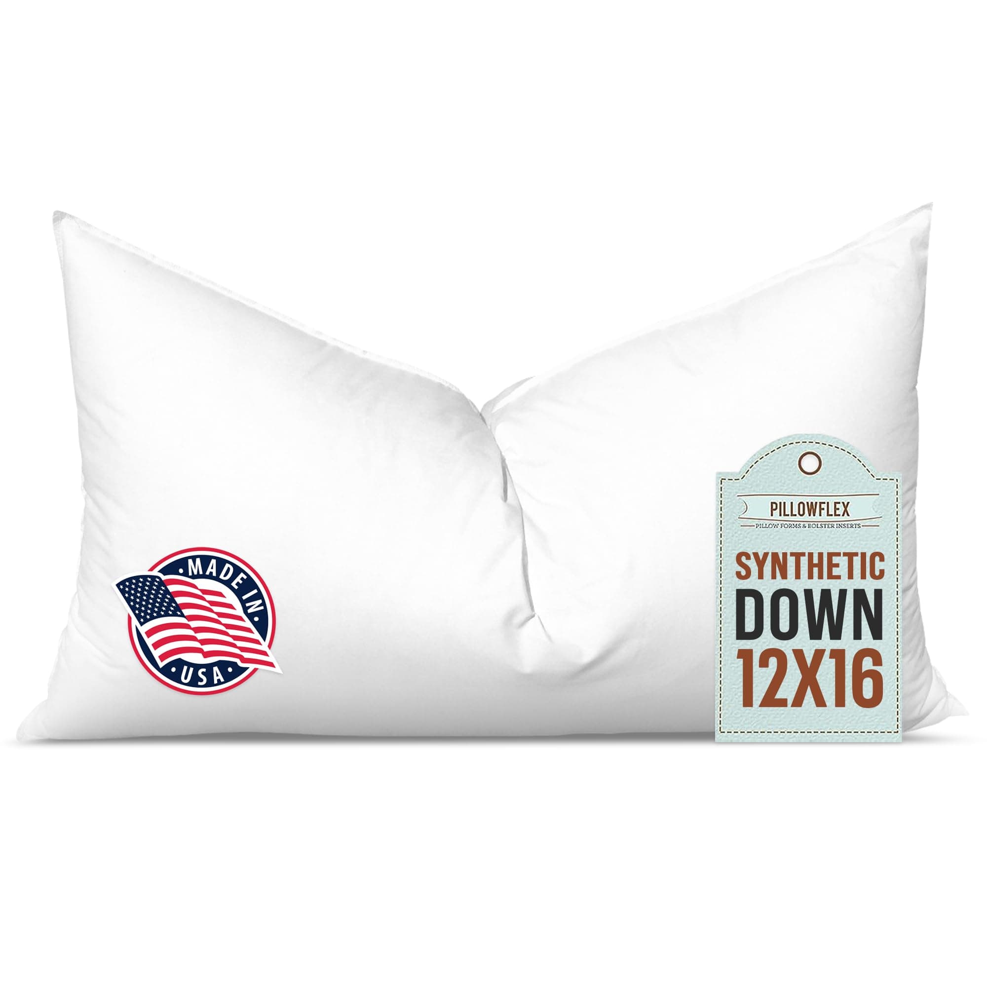 Synthetic Down Pillow Insert - 12x16 Down Alternative Pillow, Ultra Soft, Small Rectangle Lumbar, Travel, Neck, Sleeping Pillow - 1 Decorative Pillow Form