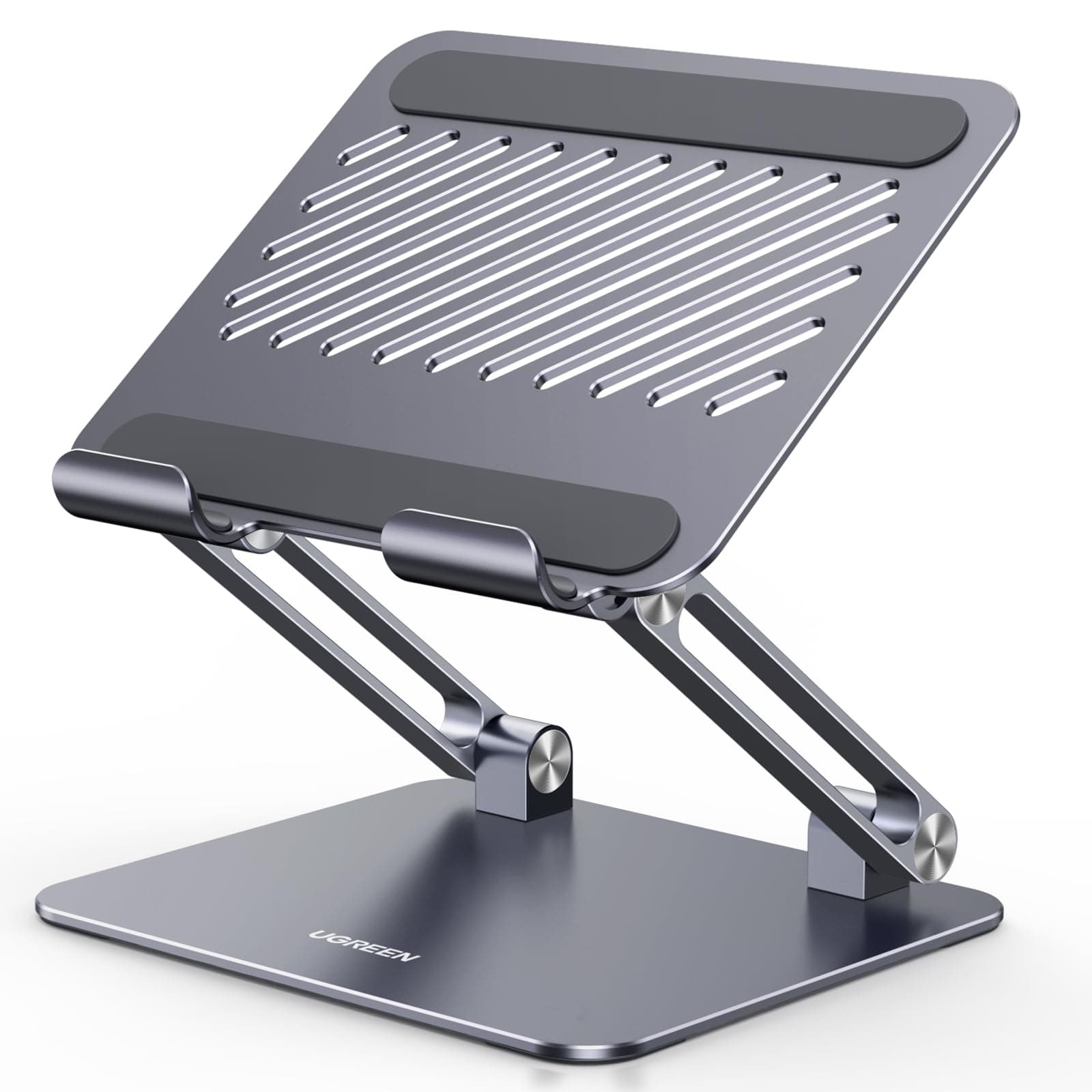 UGREEN Tablet Stand, Foldable, iPad Stand, Height and Angle Adjustable, Aluminum + Iron Alloy, Improves Posture, Convenient to Carry, Charging Compatible, Ergonomic Design, Desktop Vertical Stand