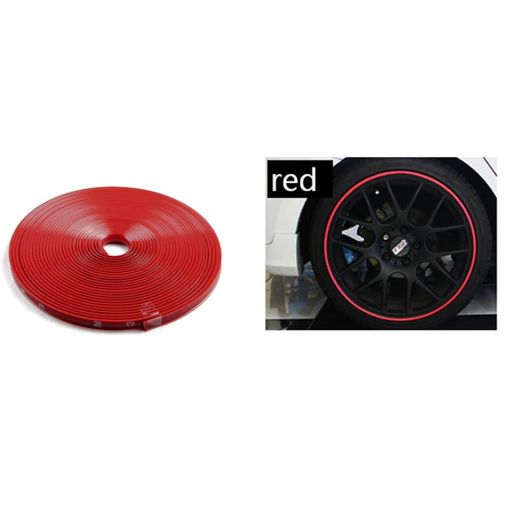 1 pcs Red Car Wheel Hub Rim Edge Protector Ring Tire Guard Sticker Line Rubber Strip Avoid Tire Wear for MINI Cooper (red)