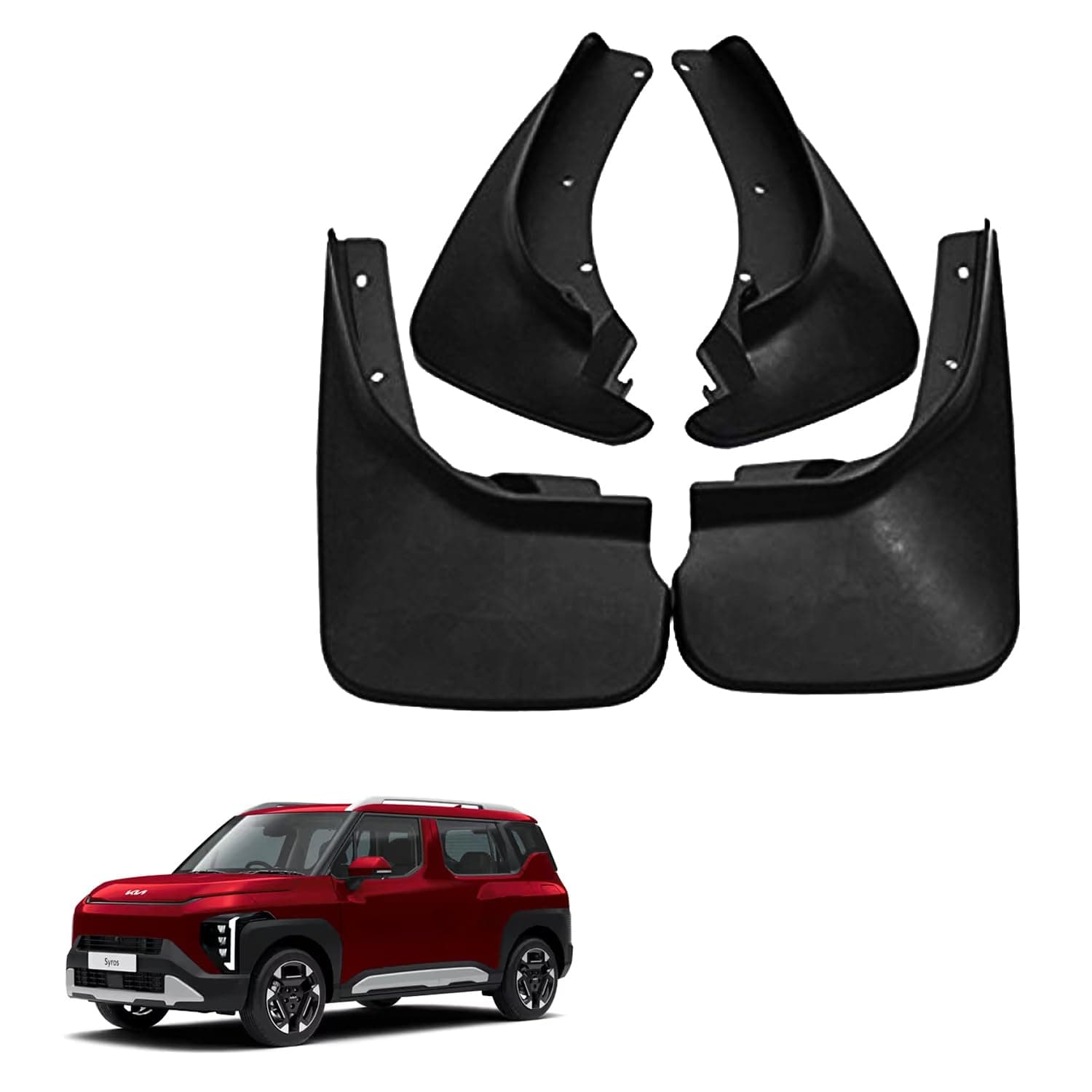Autokaar O E Type Car Mud Flap Box Shape Splash Protection Guard Tyre Flap Complete Set of Front & Rear Tires for Kia Syros 2025