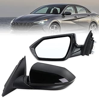 Left Driver Side Mirror Compatible With 2021 2022 2023 2024 2025 Hyundai Elantra With Manual Folding Power Glass Black Replace#87610AA120(3Pins)