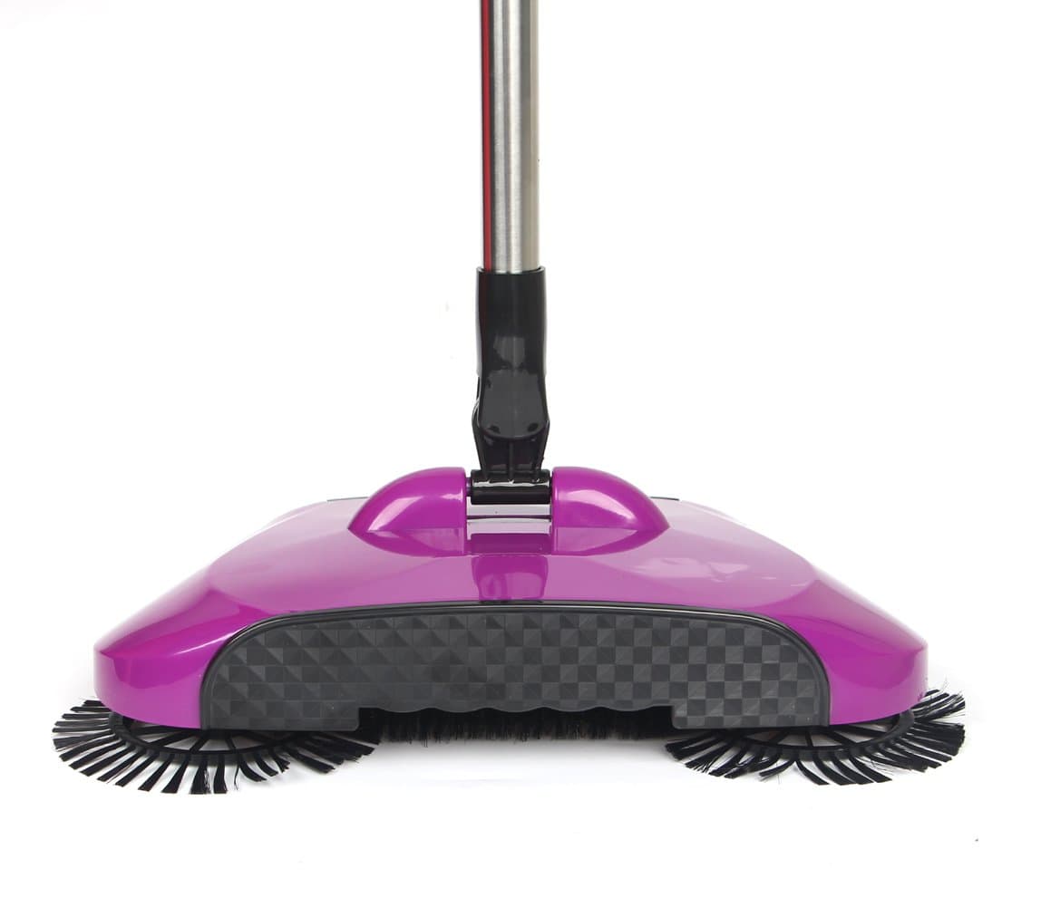 hierkryst Brush Sweeping Machine Household Cleaner Automatic Push Sweeper Broom Without Electricity (Purple)