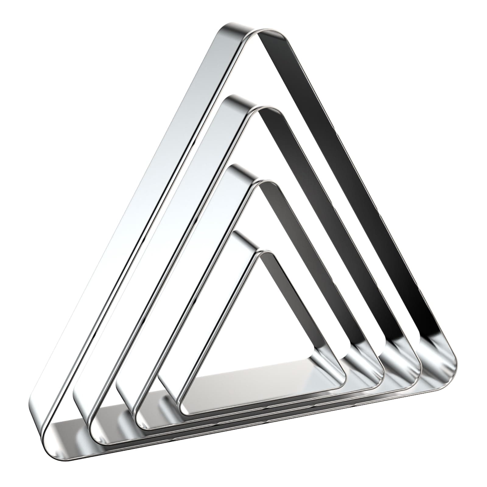 Triangle Cookie Cutter Set - 5 inch, 4 inch, 3 inch, 2 inch - 4 Piece Geometric Frame Plaque Cookie Cutters Shapes Molds - Stainless Steel