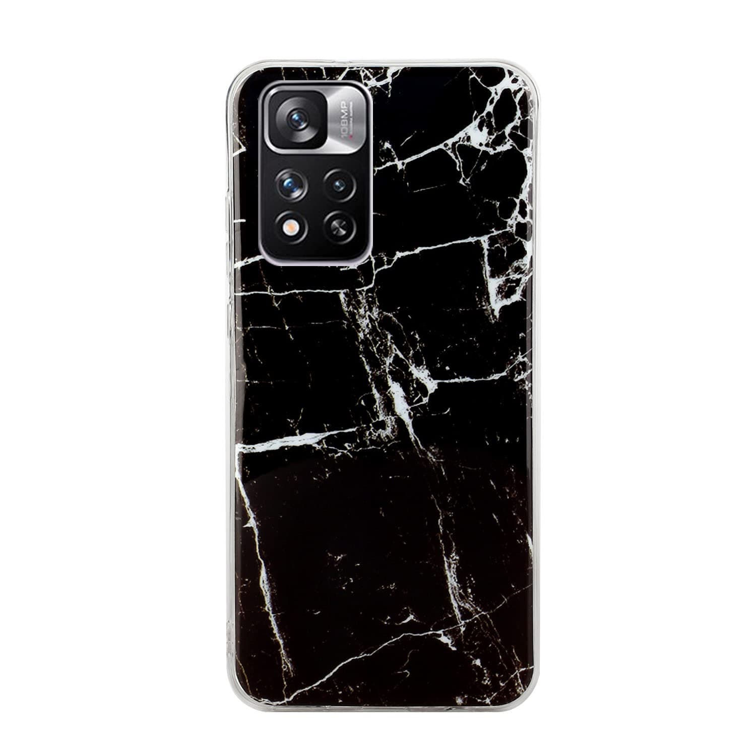CLM-Tech Case Compatible with Xiaomi Redmi Note 11 Pro/Note 11 Pro+ - TPU Silicone Case Protective Mobile Phone Case - Marble, Classic Black Multicoloured