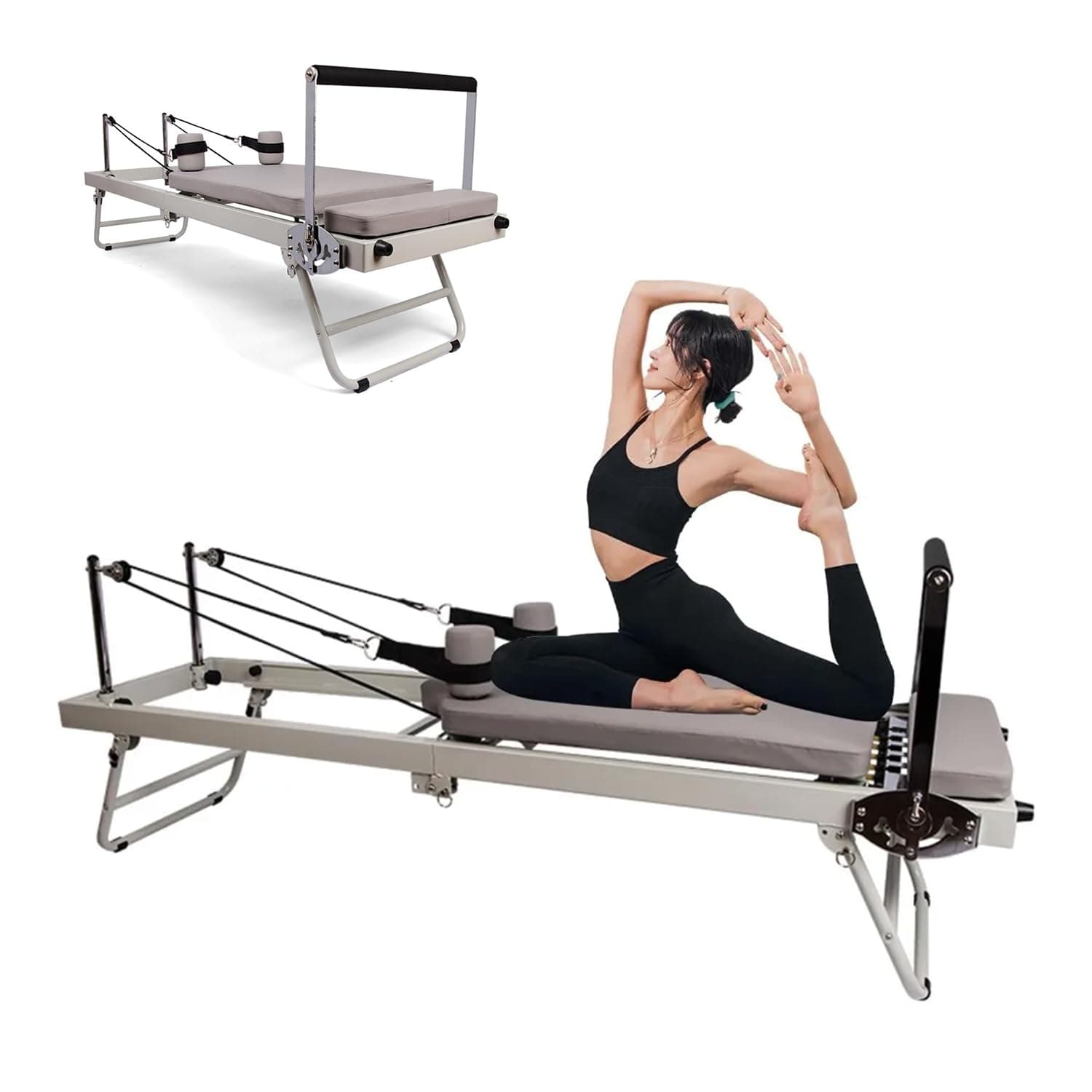 Foldable Pilates Reformer Machine,Foldable Pilates Machine Equipment for Home, Exercise Yoga Equipment,Yoga Bed, Adjustable Intensity Pilates Bed Suitable for Beginners and Intermediate Users