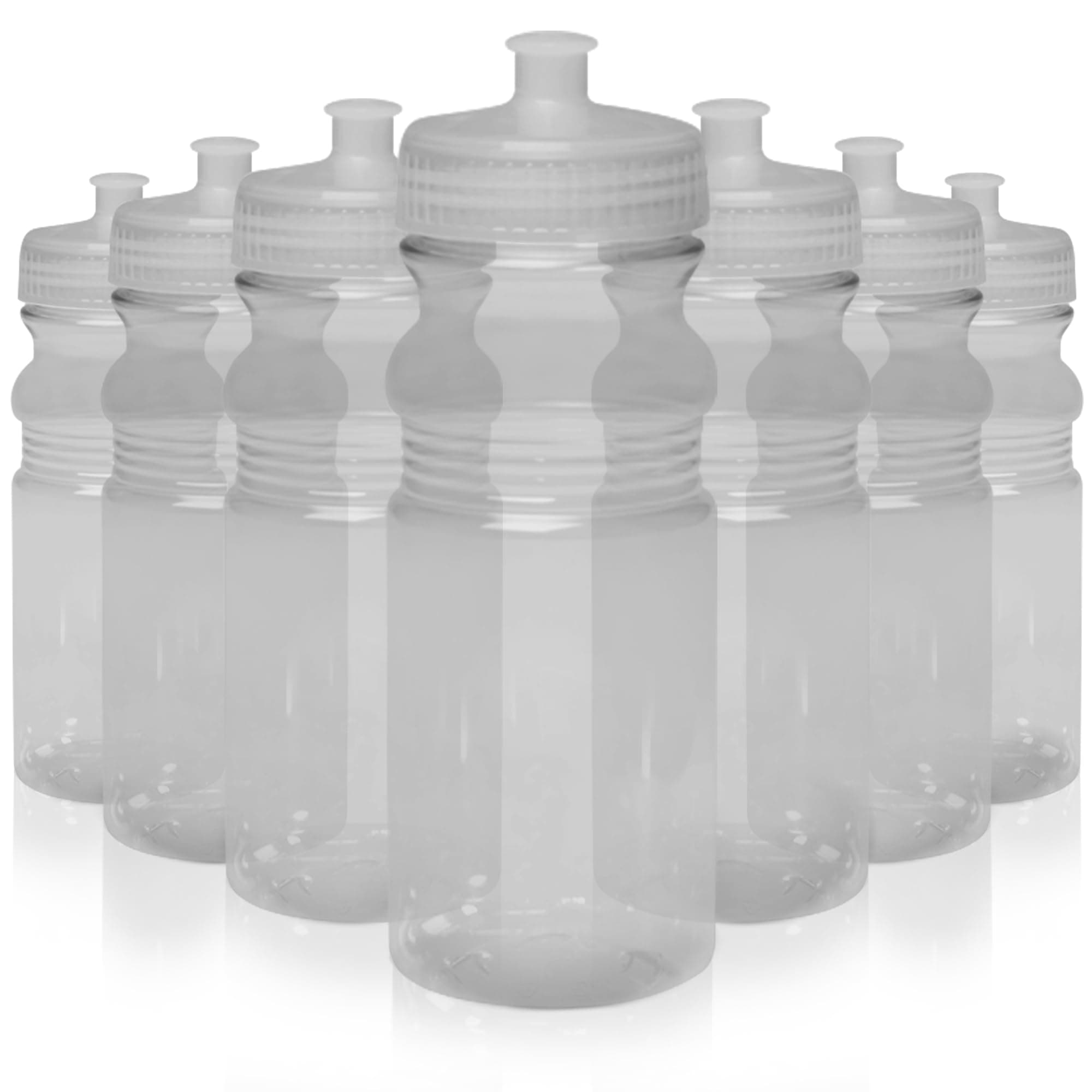 CSBD 20 oz. Bulk Water Bottles, 10 Pack, Made in USA, Blank Plastic Reusable Water Bottles for Gym, Cycling, BPA Free, Plastic Water Bottles Pull Top Cap for Sports, Clear