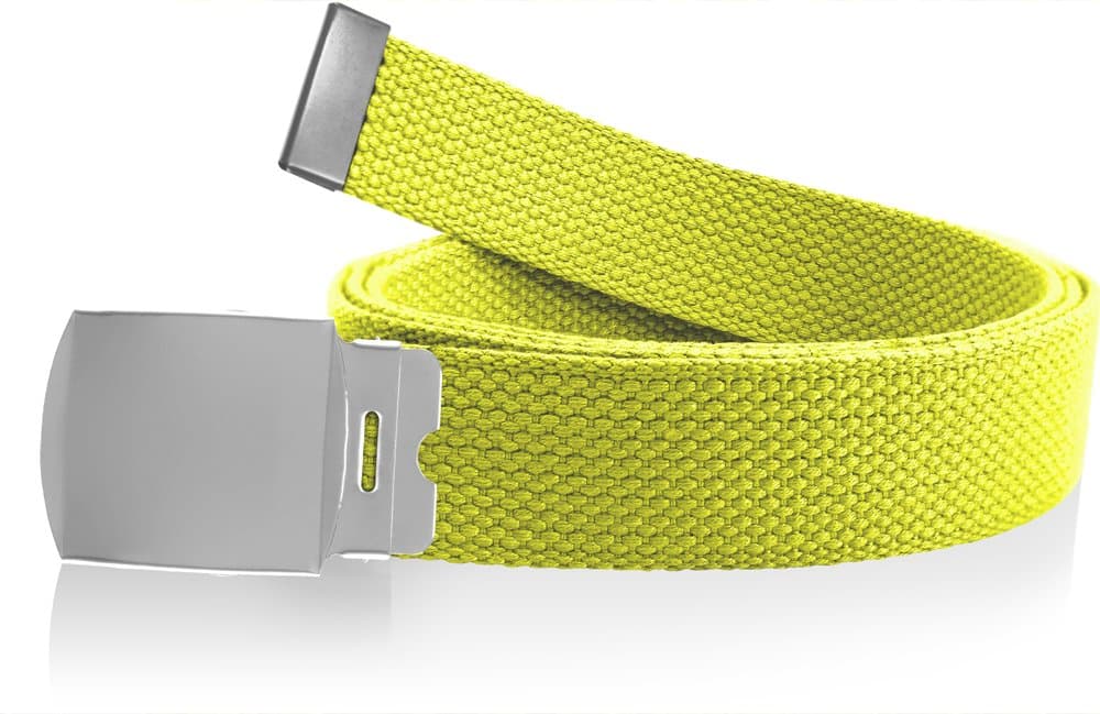 Nice Shades 56" Military Style Canvas Web Belt w/Silver Roller Buckle Yellow