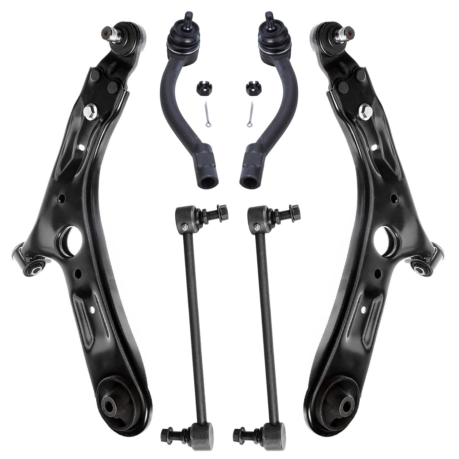 Detroit Axle - 6pc Front End Control Arms Kit for 14-19 Kia Soul, 15-19 Soul EV, 2 Lower Control Arms w/Ball Joint 2 Sway Bars 2 Outer Tie Rods 2014 2015 2016 2017 2018 2019 Replacement