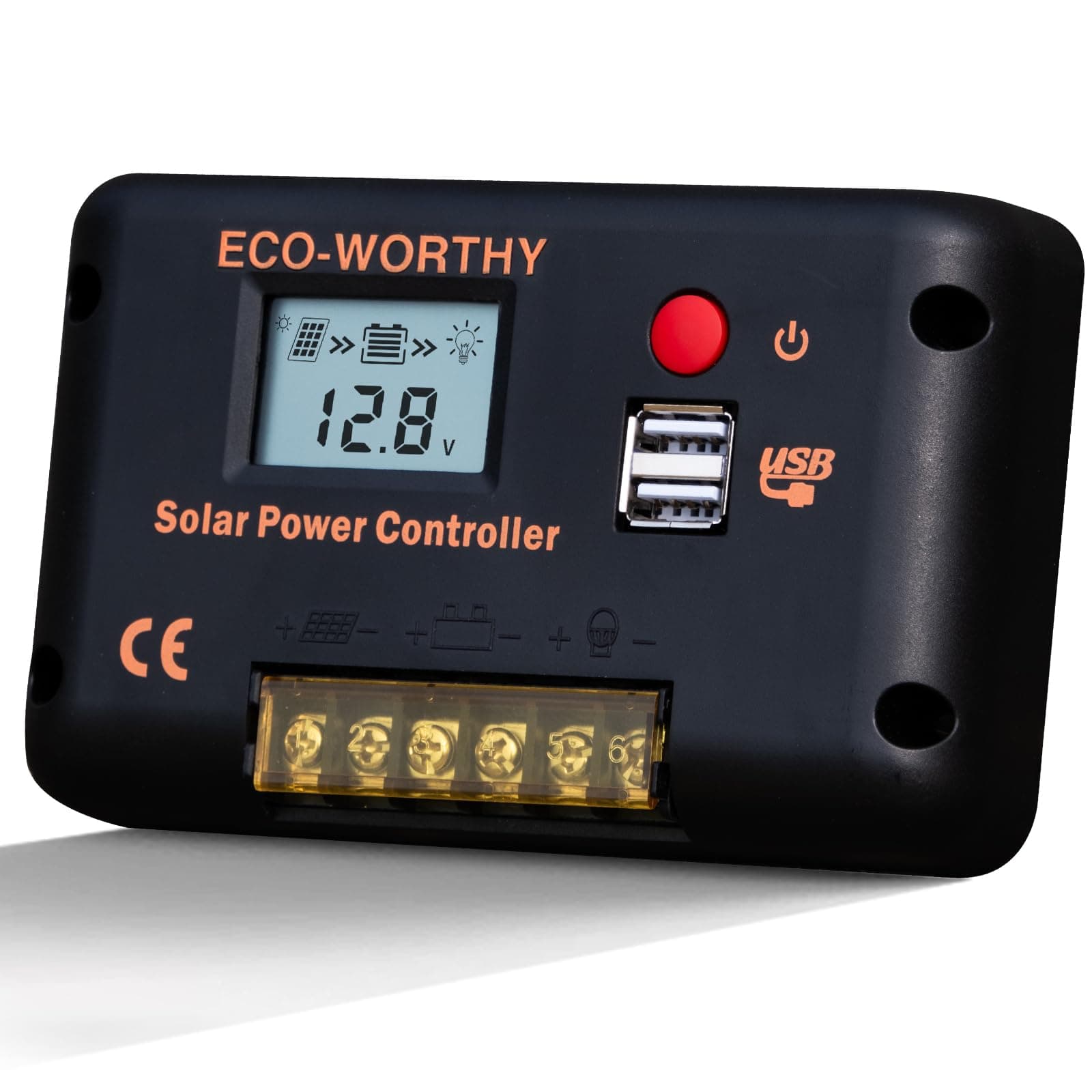 ECO-WORTHY 30A Solar Charger Controller Solar Panel Battery Intelligent Regulator with Dual USB Port Auto 12/24V PWM Positive Ground
