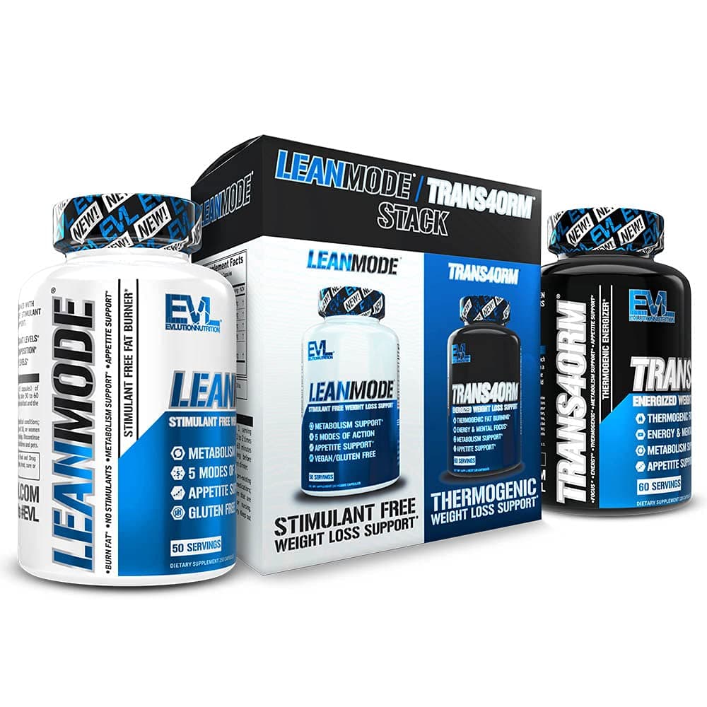 EVL Weight Loss Support Stack - Trans4orm Thermogenic Fat Burner & Metabolism Support Pills with Green Coffee Bean Extract and Forskolin Plus LeanMode Non-Stimulant