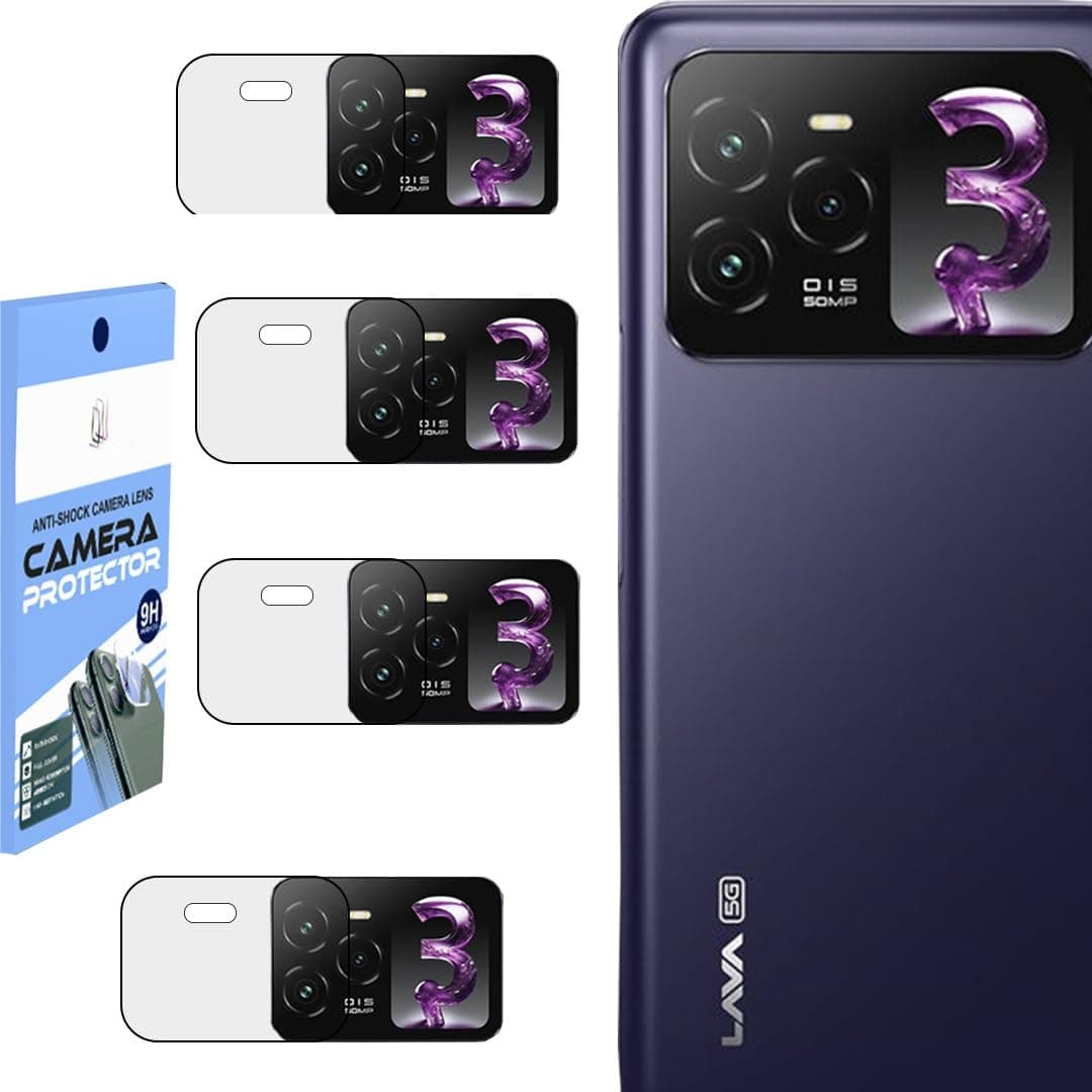 Berries™ (Pack of 4) Camera Guard Camera Lens Protector Compatible For LAVA AGNI 3 5G (Unbreakable Material) with Easy Installation Kit