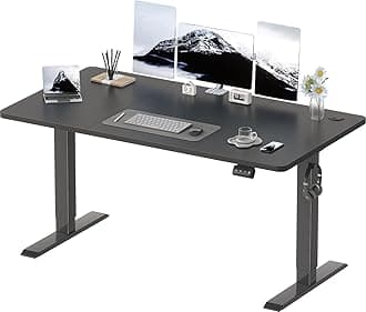 Devoko Electric Standing Desk 140x60cm, Height Adjustable Desk Ergonomic Stand up Table with 2 Memory Preset, Black