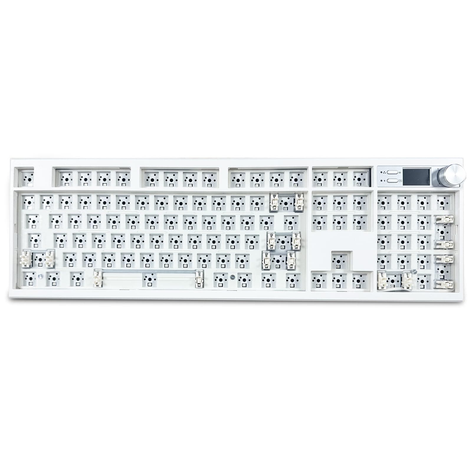 GMK104 Mechanical Keyboard Kit with Screen&Knob,VIA Programmable Hot Swap Gasket Mounted PCB Custom RGB Barebones Keyboard Wireless BT5.0/2.4GHz/USB-C Wired Full Size Gaming DIY Kit (White)