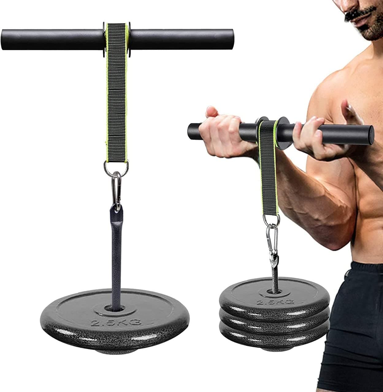 IBS Forearm Blaster Wrist Roller - Forearm Workout Equipment with Soft Foam Grip Handles - Fit 1 inch Weight Plates -(Without Weight)