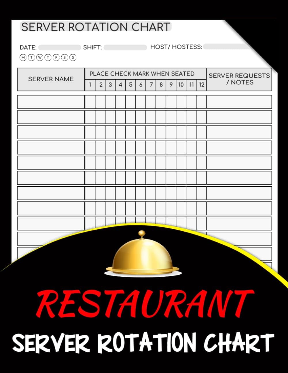 Restaurant Server Rotation Chart: Server Table Rotation Shift Schedule | Café Server Checklist | 100 Pages ( Balance Server Sections ) Paperback – 14 Oct. 2023