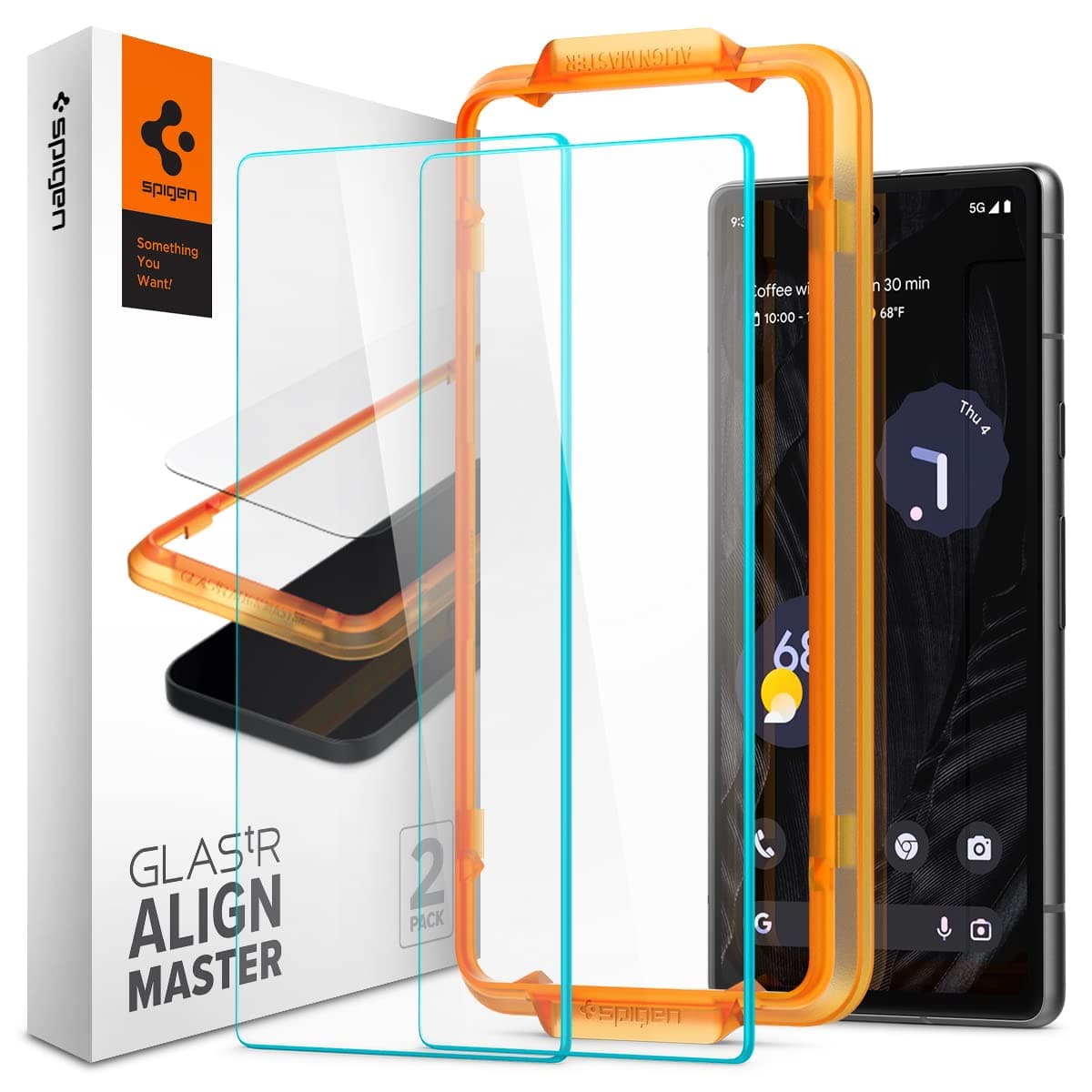 Spigen GLAStR Align Master [2 Pack] designed for Google Pixel 7a Screen Protector Premium Tempered Glass - [Case Friendly - 2 PACK]
