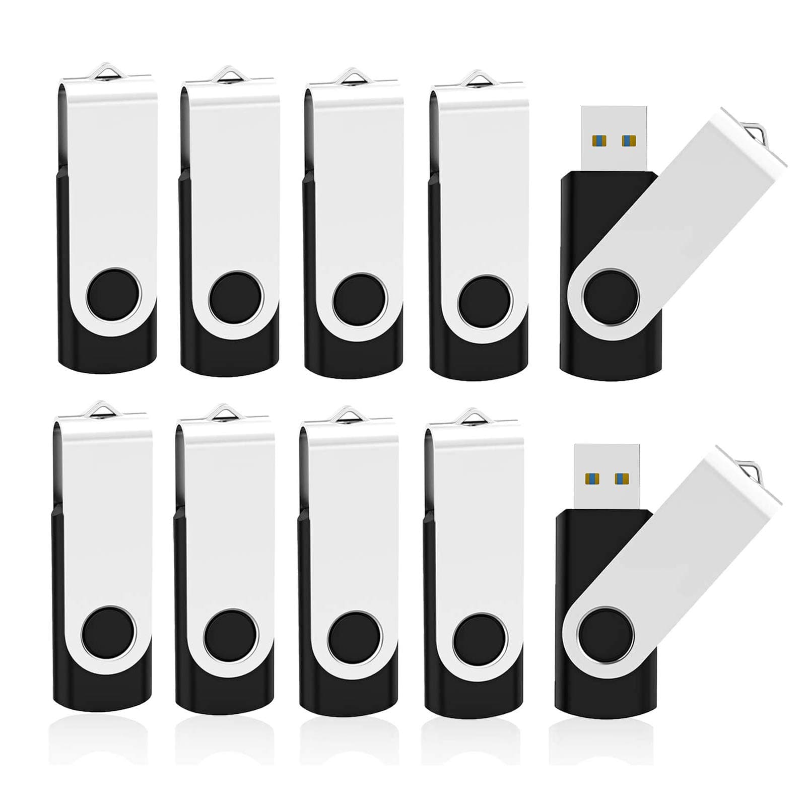 10 Pack 32GB Flash Drive USB 3.0 Thumb Drive USB Drives Jump Drives Keychain Memory Stick Black