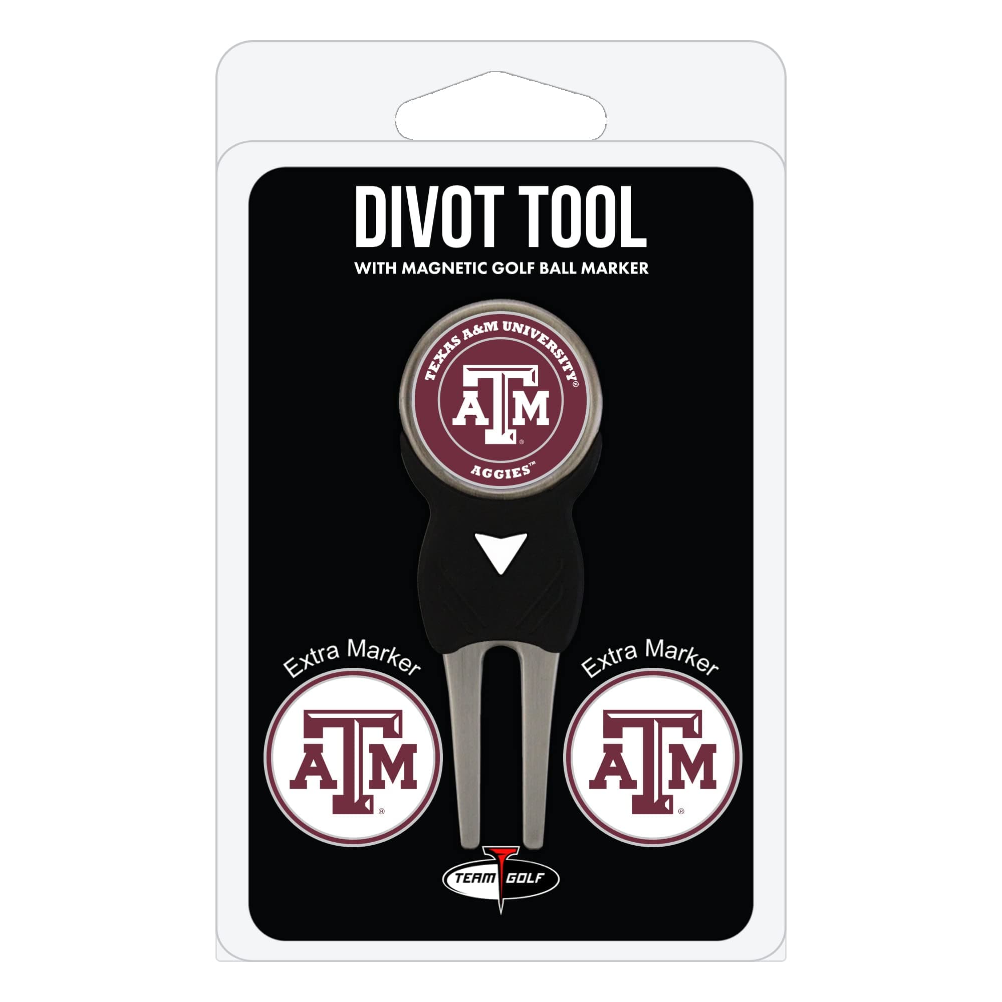 NCAA Divot Tool with 3 Golf Ball Markers Pack, Markers are Removable Magnetic Double-Sided Enamel