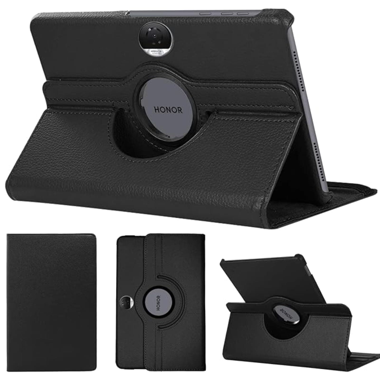 NESLIN 360° Rotatable Case Compatible with Honor Pad 9 12.1 Inch 2024 Tablet Cover, PU Leather Case Multi-Angle Viewing Stand Protective Case Slim for Honor Pad 9 12.1inch 2024 (Black)