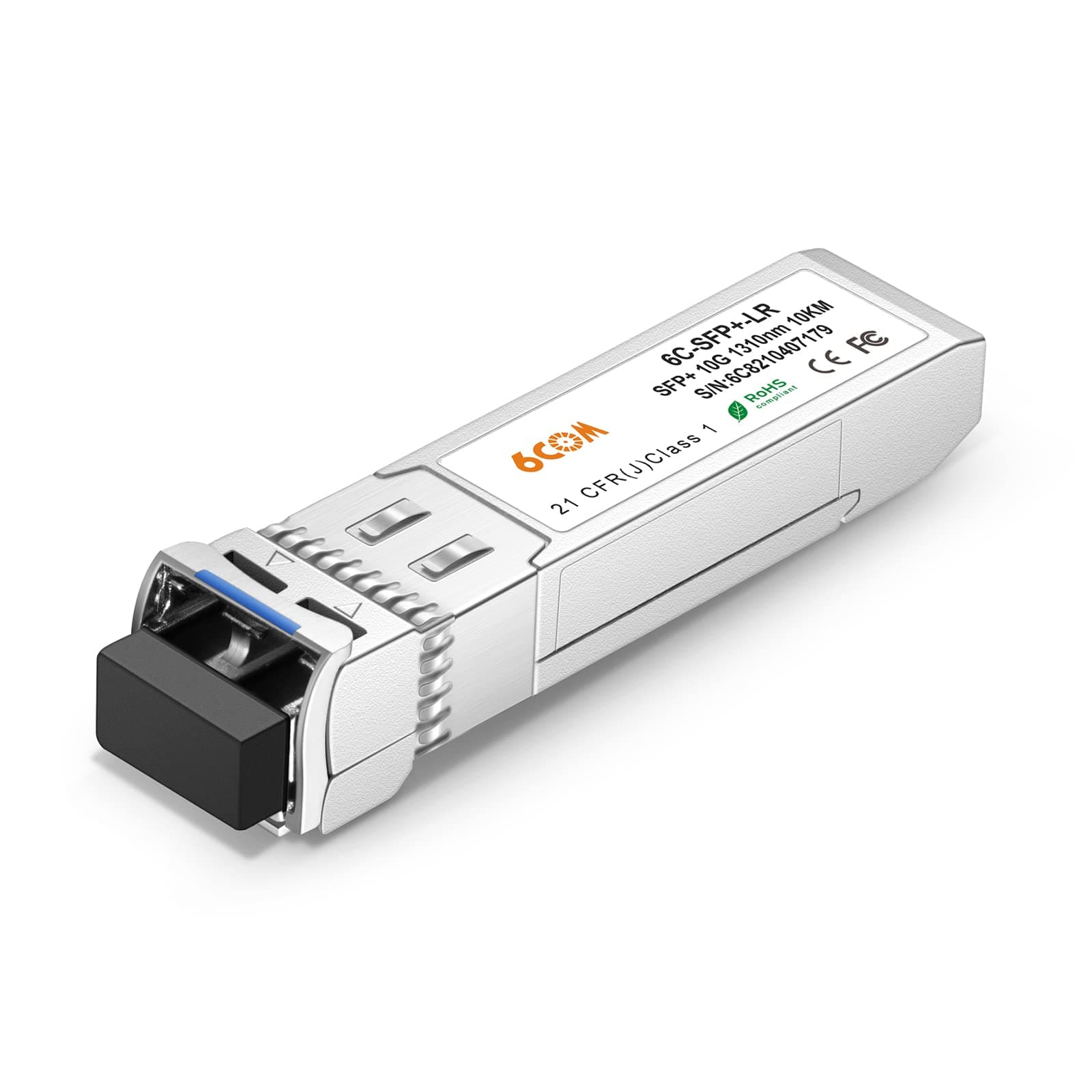 6COM 10GBase-LR SFP+ Transceiver, 10G LC Single Mode Module for Cisco SFP-10G-LR, Meraki MA-SFP-10GB-LR, Ubiquiti UF-SM-10G, Mikrotik, D-Link, Supermicro, Netgear, Zyxel, Qnap NAS (DDM, 1310nm, 10km)