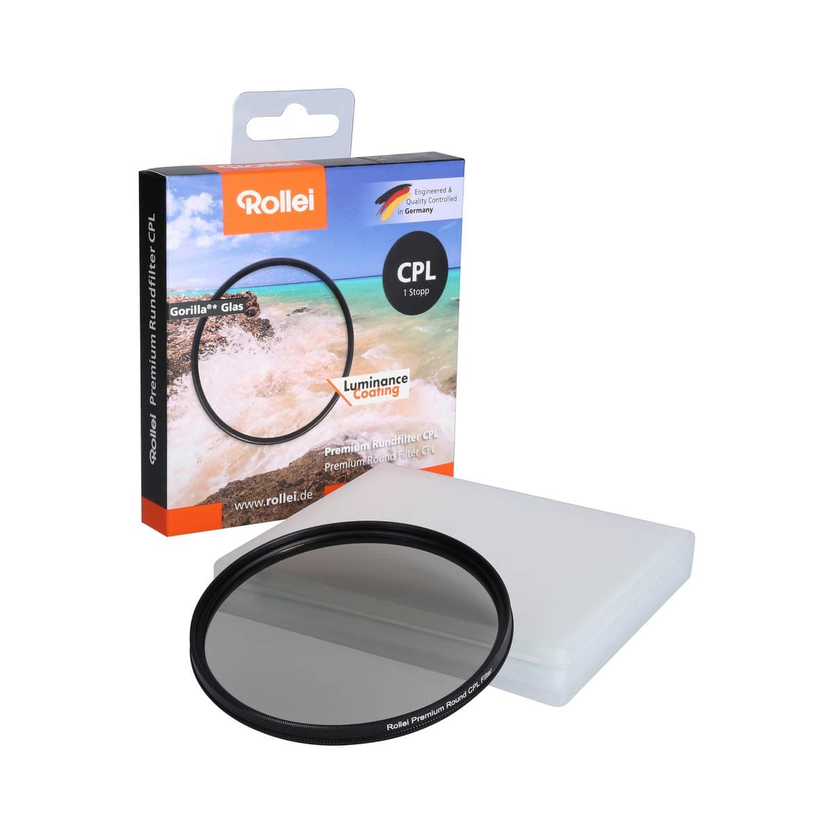 Rollei Premium Round Filter CPL 62 mm (1 stop) - Polarizing filter (Polarizer) with aluminum ring made of Gorilla glass with special coating - Size: 62 mm