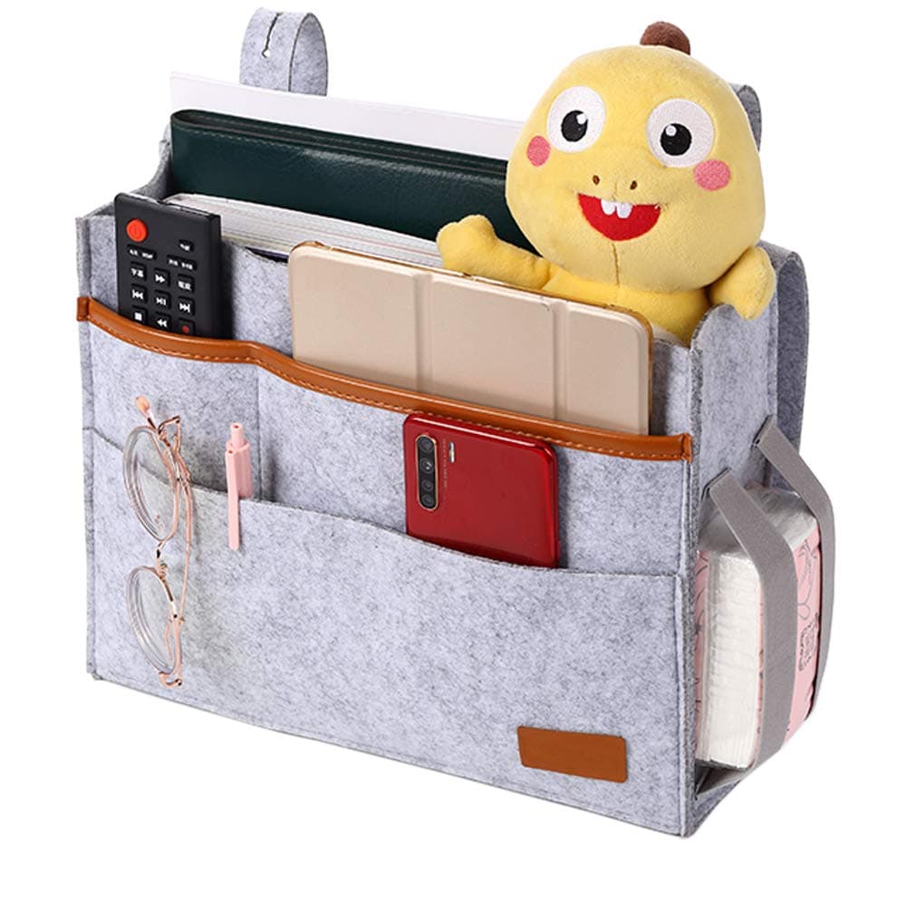 Dream elf Bedside Storage Pocket,Bedside Caddy,Felt Hanging Organizer Bag,Magazine Phone Remote Holder
