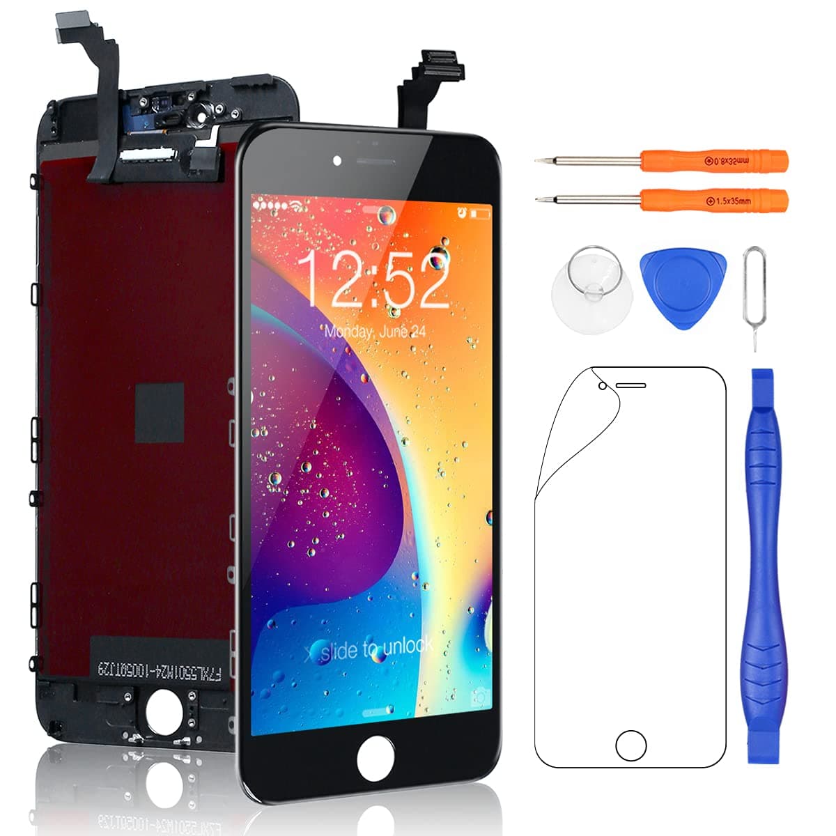 Yodoit for iPhone 6 Plus LCD Display and Digitizer Assembly Glass Touch Screen Replacement with Frame + Repair Tool Kit (5.5 inches Black)