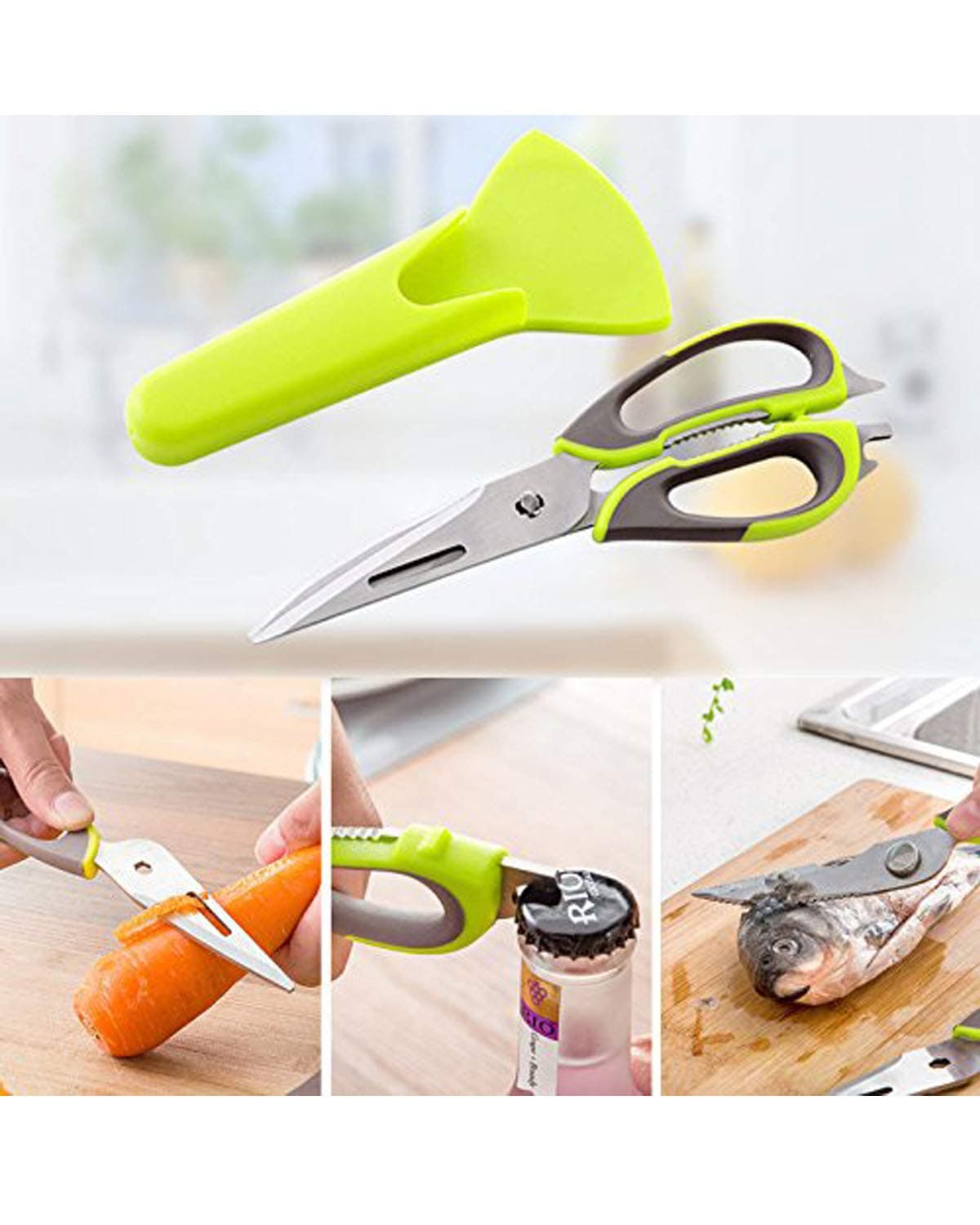 VelKro 10-in-1 Multipurpose Mighty Sheras Scissors for Vegetable, 1pc(Green Color)