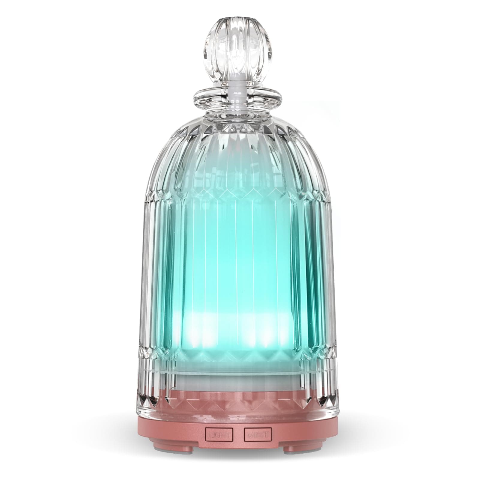 Glass Aromatherapy Essential Oil Diffuser, 120 mL Aroma Diffusers Cool Mist Humidifier Ultrasonic with 7 LED Light Auto Shut-Off for Home Office Yoga Spa (Copper Bottom)