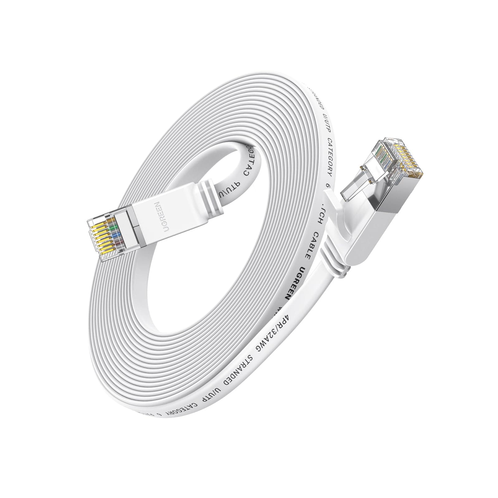 UGREEN Ethernet Cable Cat6 20M Gigabit Flat Network Coed 1000Mbps High-Speed Shielded Internet Cable RJ45 Ethernet Wire Patch Compatible for Laptop, PC, PS5 PS4, TV, Modem, Router, Hub, Switch