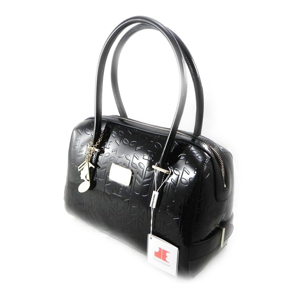 Leather bag 'Jacques Esterel' music notes black lacquer.